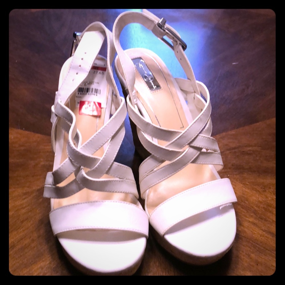 Julia Wedge White Sandals